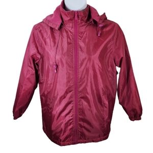 Totes pink hooded Raincoat Fleece Lined size medium